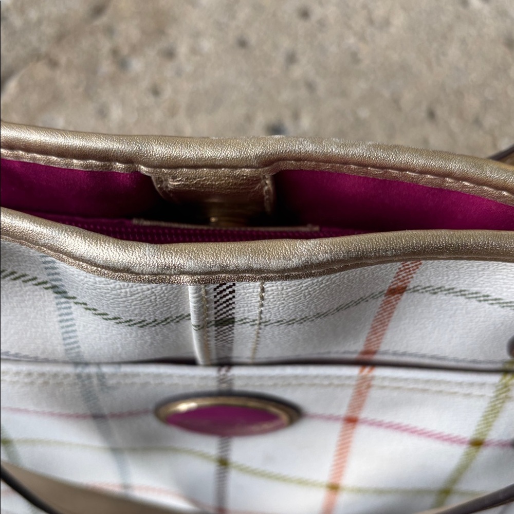 Coach leather plaid shoulder tote bag - Picture 9 of 10